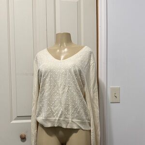 Folio Cashmere Cream V-Neck Sweater with  Sequin